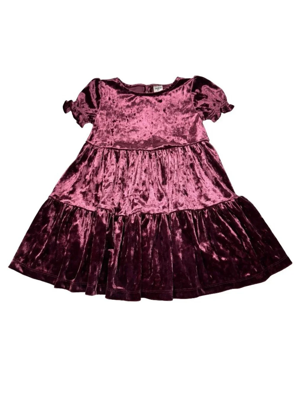 Oshkosh Velvet Tiered Dress Girls Sz 3 T Short Sleeve